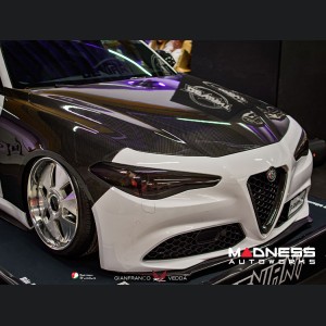 Alfa Romeo Giulia Front Spoiler - Carbon Fiber - Italia Style - Stile Italia - Base Model - V2 - Two Piece Design